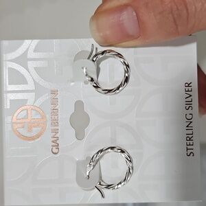 Sterling Silver 15 mm Twisted Hoop Earrings, New